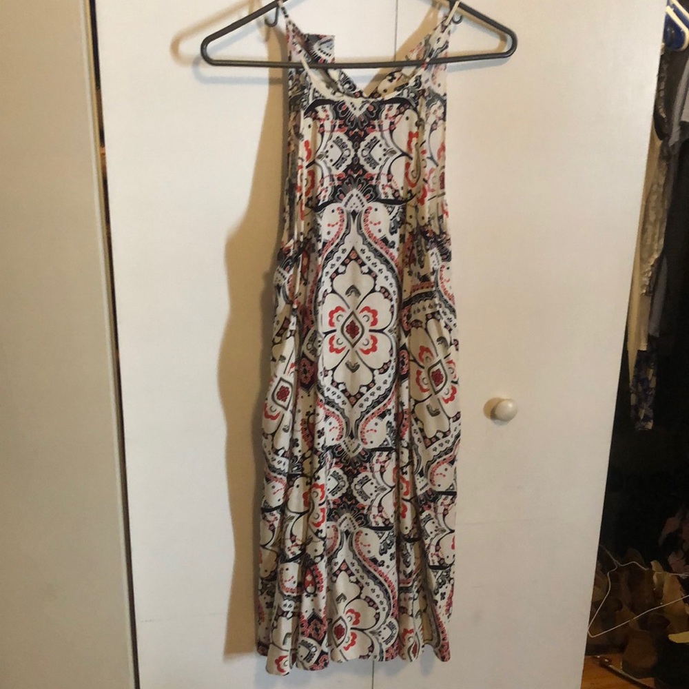 Cato mid length cream, black, and dress